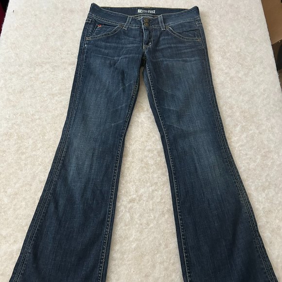 Hudson Women's Medium Wash Flare Jeans Whiskering 98% Cotton 2% Elastane Size 27 - Picture 1 of 7